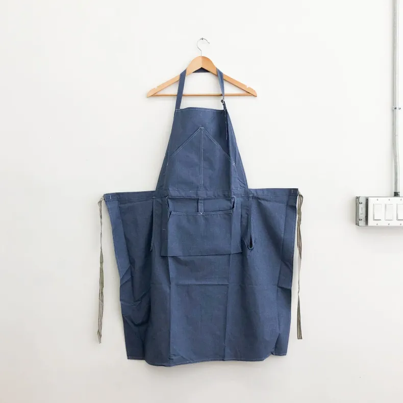 Hakui Bibbed Apron - Light Blue (6909-1)