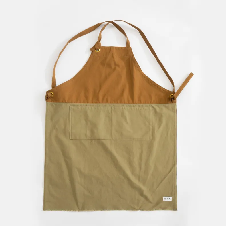 G.K.P Slip-On Style Apron with fringe finish : Organic Cotton