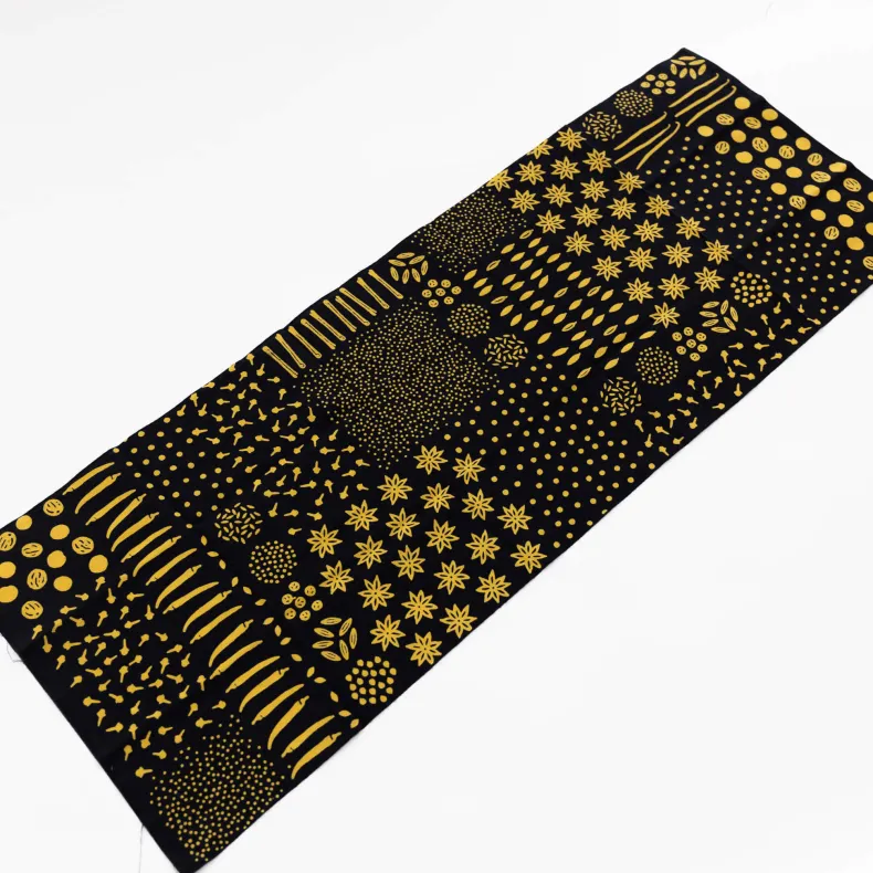 Tenugui - Yellow Spices on Black