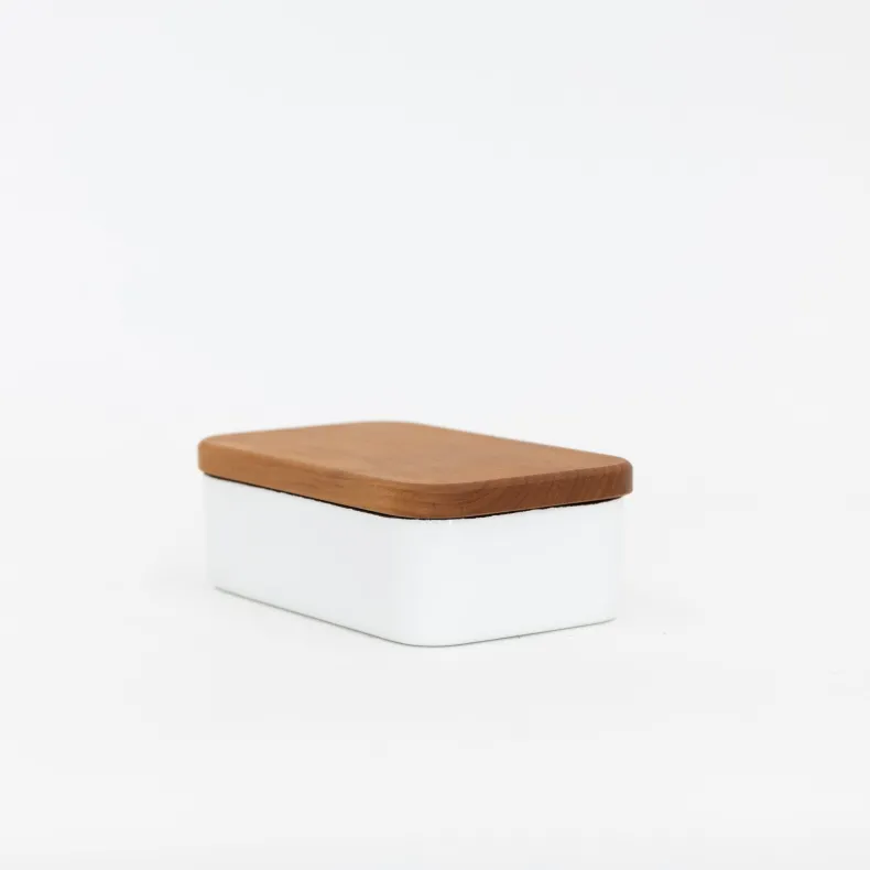 Noda Horo Enamel Butter Case with Wood Lid