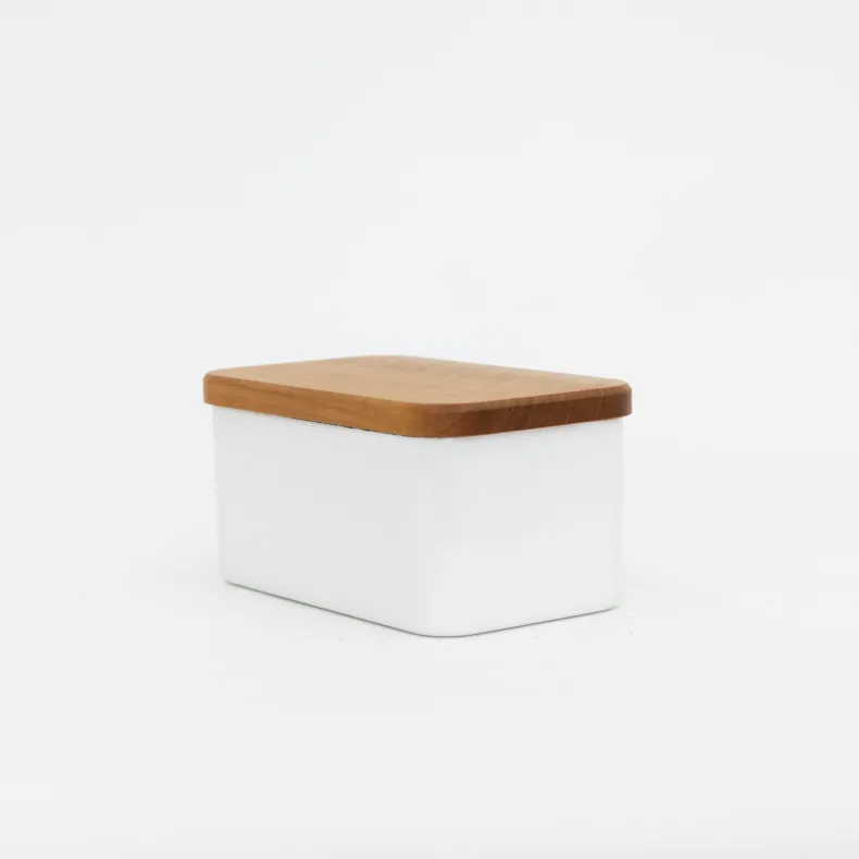 Noda Horo Enamel Butter Case with Wood Lid