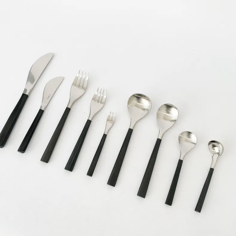 Sori Yanagi Stainless Steel and Birch Wood Handle Flatware